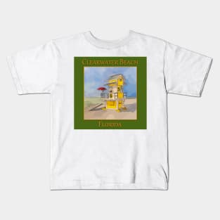 Cute lifeguard tower in Clearwater Beach Florida Kids T-Shirt